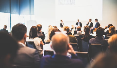 Interview and round table discussion at business convention and presentation