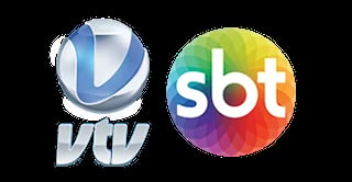 SBT logo with blue and white curved design element and colorful rainbow gradient sphere